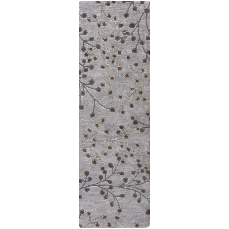 Livabliss Athena French Country Floral & Botanical Hand Tufted Area Rug - 2'6" x 8' Runner - Grey