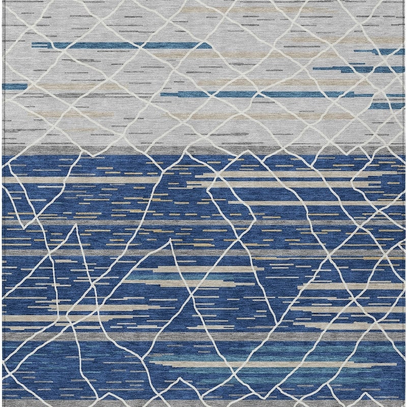 HomeRoots Striped Modern Rectangle Outdoor Rug