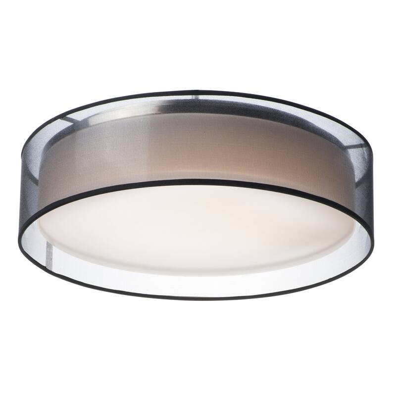 Maxim Prime 20" LED Flush Mount Drum Ceiling Fixture - Black Organza