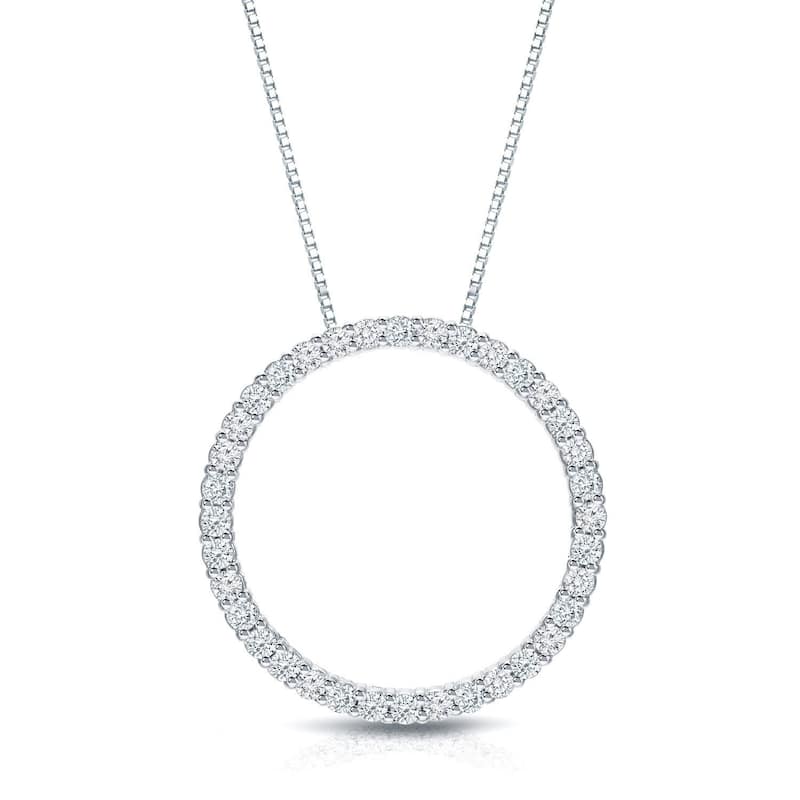 Auriya 0.15 to 1 1/2ctw Diamond Circle Necklace 14k White Gold (H-I, SI1-SI2) - 1.50ctw