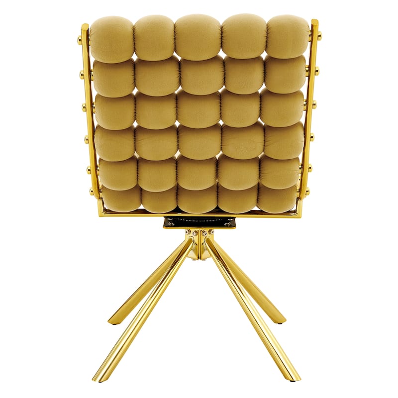 Set of 2, Velvet Dining Chairs with Metal Legs, Modern Tufted Accent Chairs for Dining Room & Kitchen