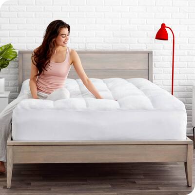 Bare Home Reversible Down Alternative Pillow-Top Mattress Pad - White