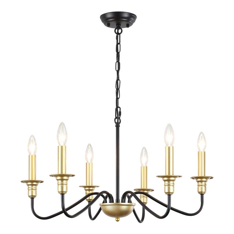 6-Light W25.59" x H72.8" Rustic Dining Area Chandelier for Kitchen