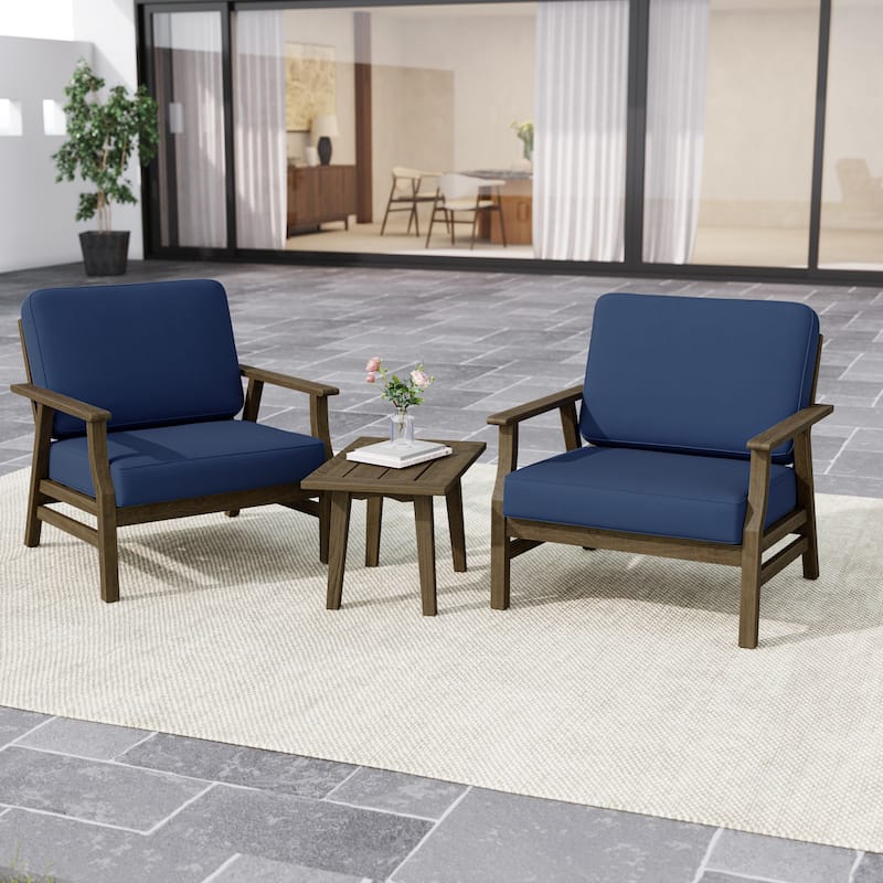 2 Set Outdoor Club Chairs with Cushions Acacia Wood Patio Chairs