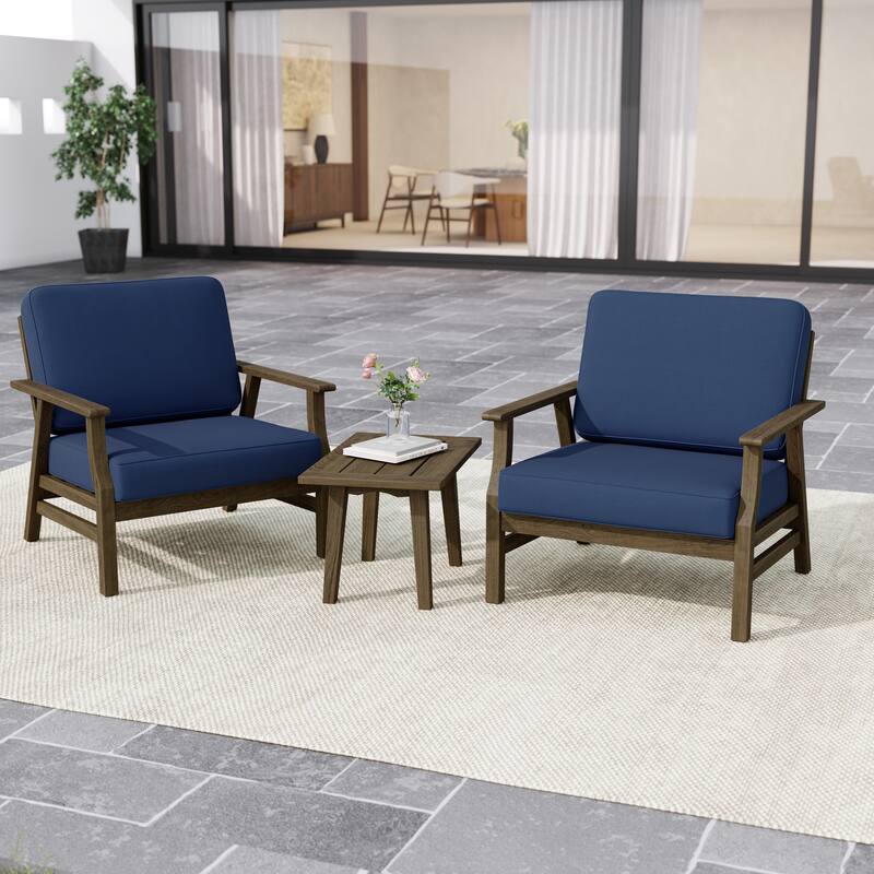 3-piece Cushioned Outdoor Club Chiars With Side Table