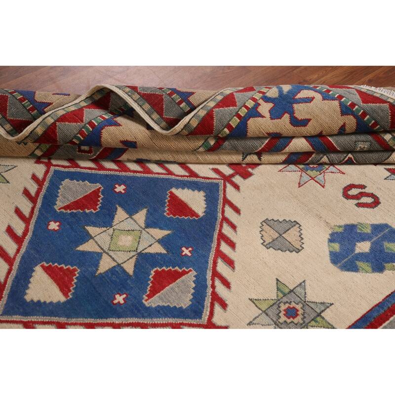 Kazak Area Rug Handmade Wool Carpet - 6'8" x 10'1"