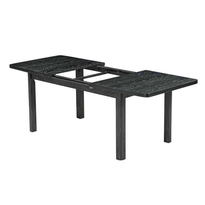 9 Pieces Extendable 84 inch Dining Table Set, 6 Upholstered Armless Dining Chairs and 2 Padded Arm Chairs