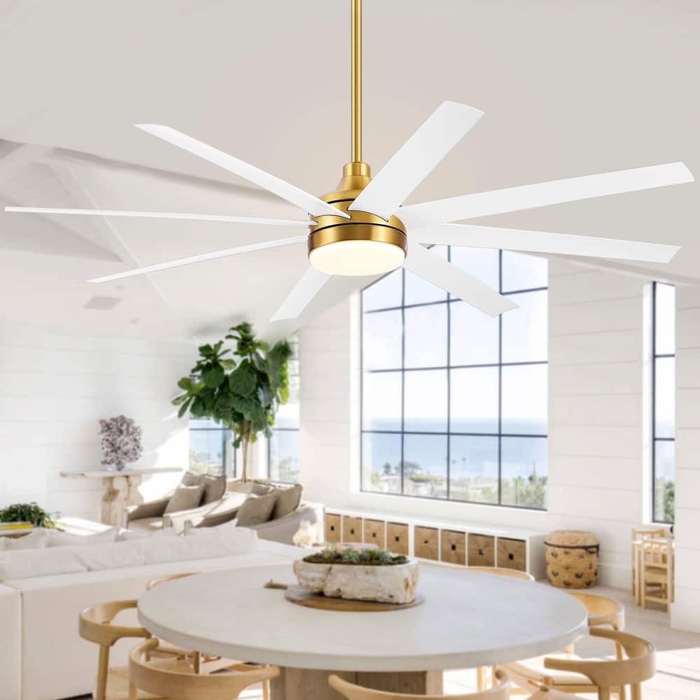 65 Inch White LED Ceiling Fan with Light Remote(8-Blade)