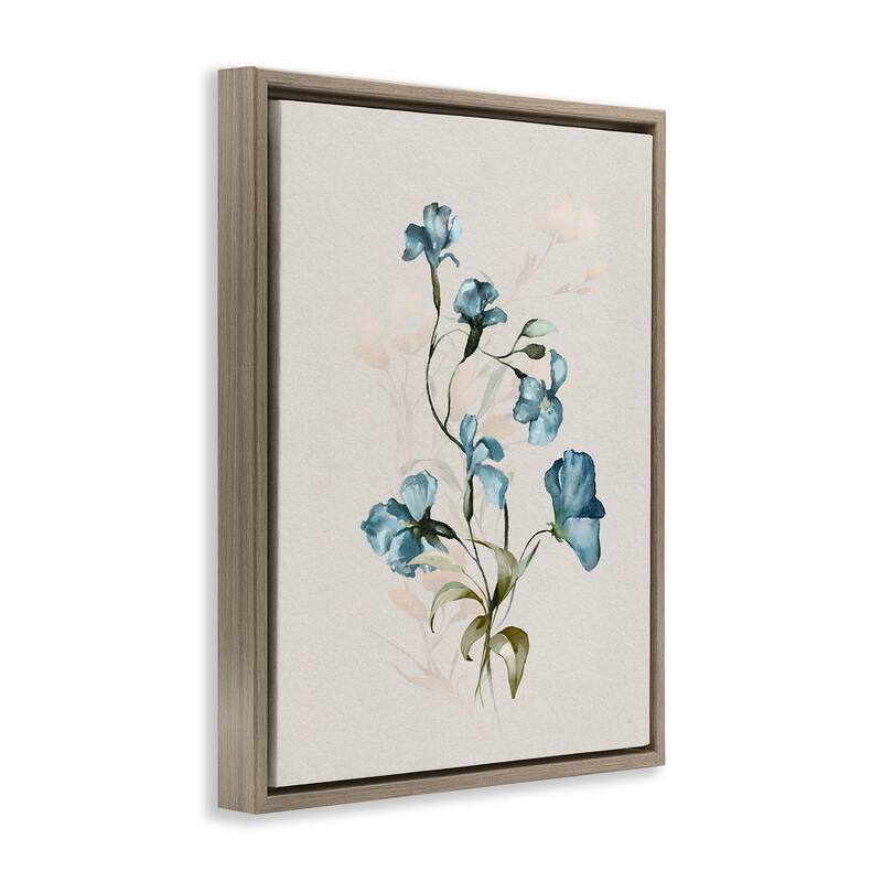 Stupell Blue Flower Herbs Framed Floater Canvas Wall Art Design By Susan Jill