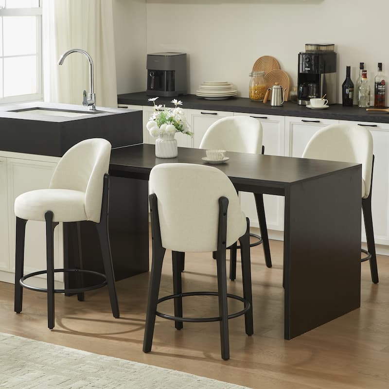 set of 4 Upholstered Counter Height Bar Stools - Set of 4 - Beige