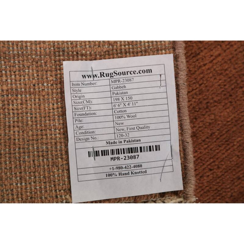 Gabbeh Modern Area Rug Handmade Oriental Orange Tribal Wool Carpet - 4'11" x 6'6"