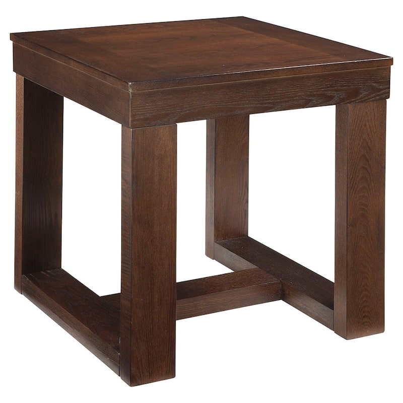Wooden End Table with Sled Style Base, Brown - 24.13 H x 24.13 W x 24.13 L Inches