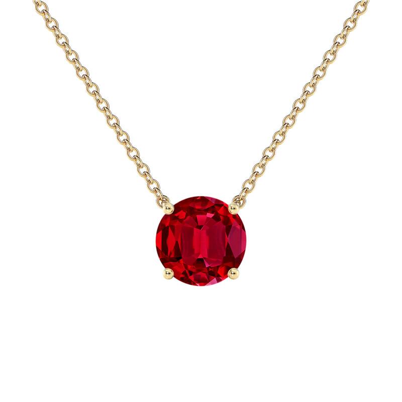 Auriya 14K Gold Lab Grown Gemstone Ruby Pendant Round 0.20 to 1.00 ct. tw. 4-Prong - 0.25ct. tgw. - Yellow