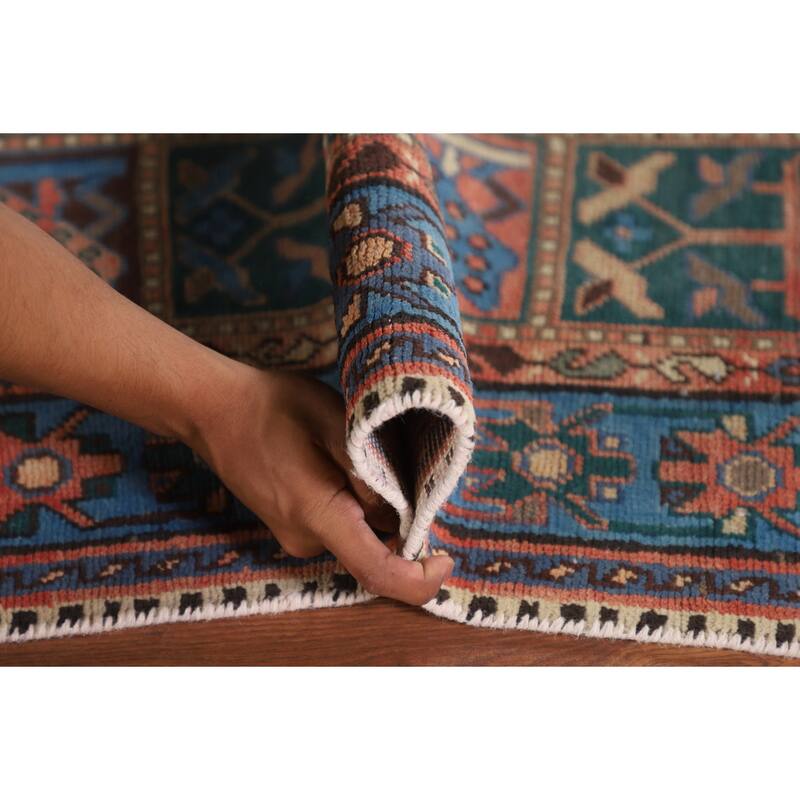 Garden Design Blue Bakhtiari Persian Vintage Rug Handmade Wool Carpet - 4'8"x 9'5"