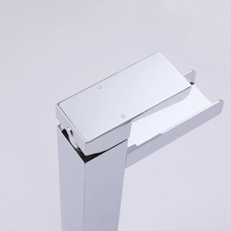 Single Handle Square Tall Waterfall Bathroom Sink Faucet