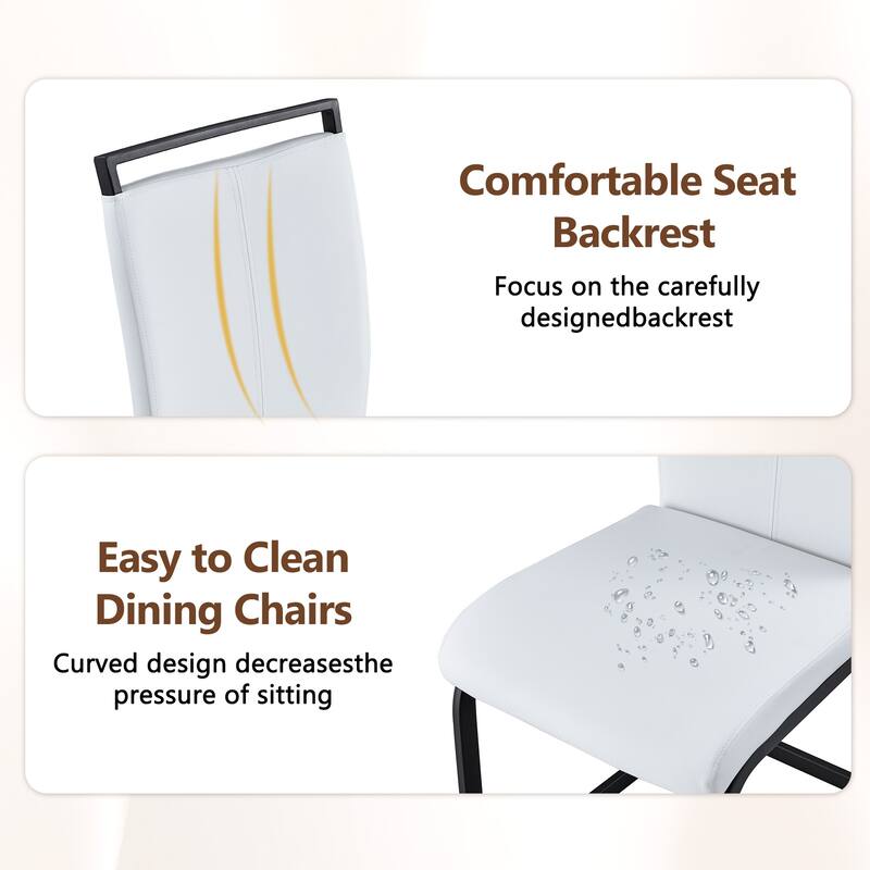 Set of 5 Piece Dining Table and Chair Set MDF Top with Glass Insert PU Seats Arched Metal Legs