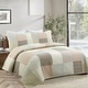preview thumbnail 1 of 4, Cozy Line Stripe Checker Patchwork Cotton Reversible 3 Piece Quilt Bedding Set