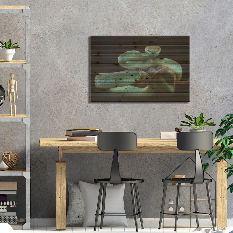 Trimeresurus Insularis [Blue] Print On Wood by Wel Nofri - Multi-Color
