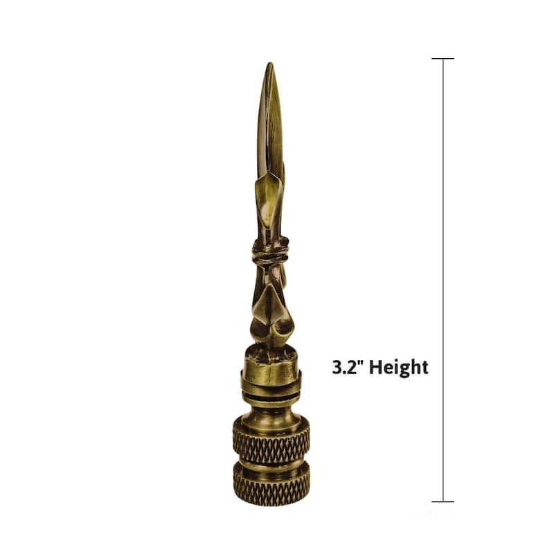 Fleur De Lis Antique Brass Lamp Finial 3.2"h