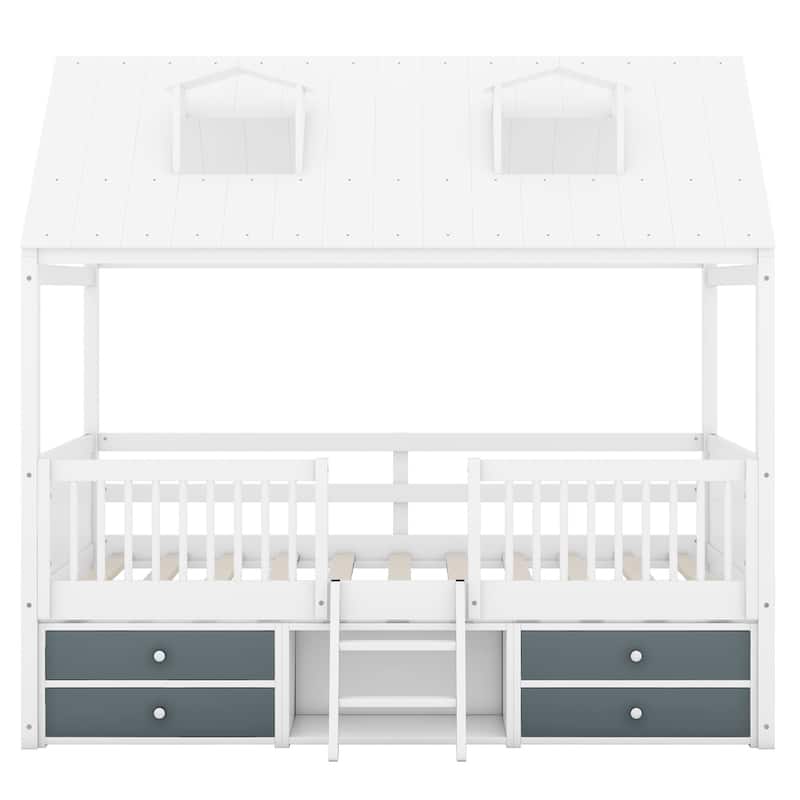 Merax House Bed with Roof and 4 drawers