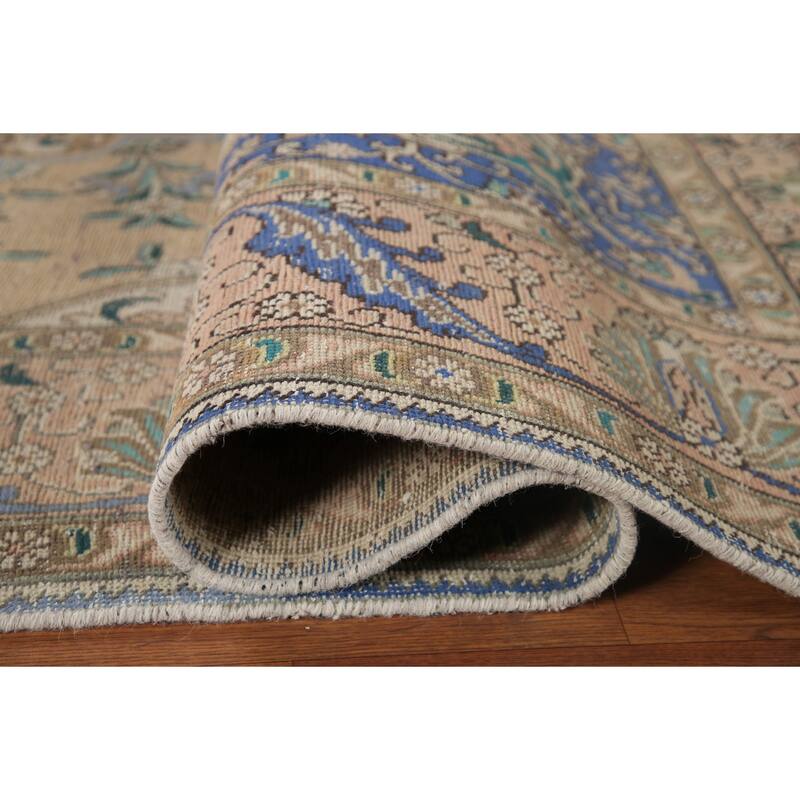 Pink Tabriz Persian Vintage Area Rug Hand-knotted Wool Carpet - 8'0" x 11'4"
