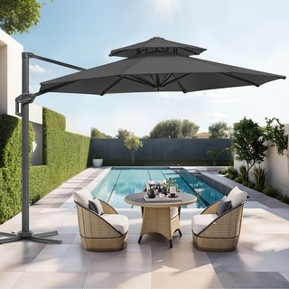 12FT Offset Patio Cantilever Umbrella with 360° Rotation - Bed Bath ...