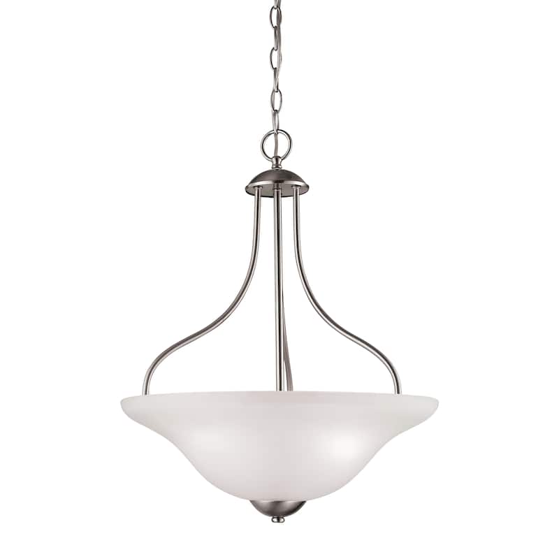 Conway 18-inch Wide 3-Light Pendant in Brushed Nickel - 18in W x 18in D x 25in H - Brushed Nickel