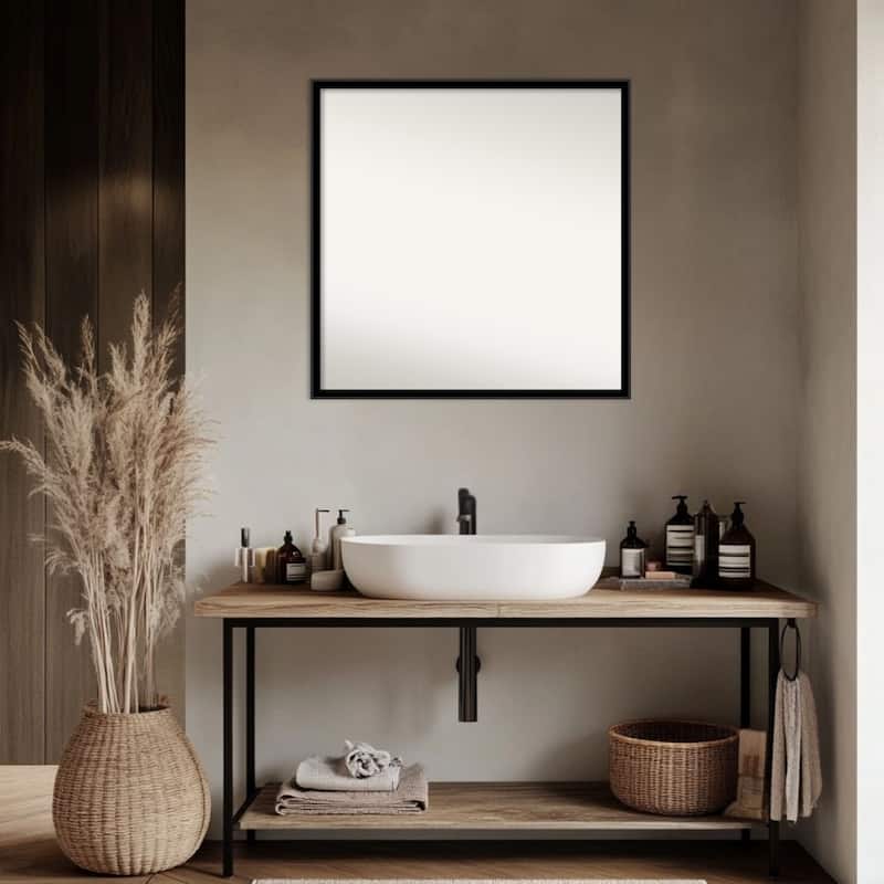Incline Non-Beveled Wood Framed Bathroom Vanity Wall Mirror