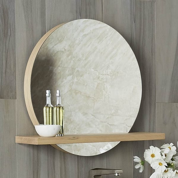 Shop Solace 28 Mirror And Shelf In Sunrise Oak Overstock 27748332