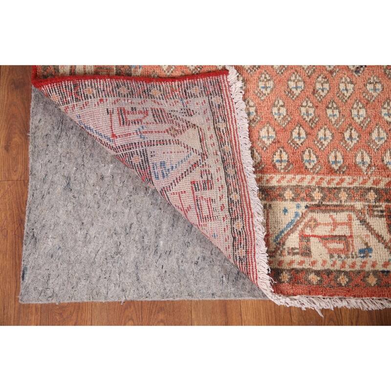 Hand Knotted Oriental 100% Wool Carpet Traditional All-Over Red Botemir Runner Rug - 10' 2'' X 3' 5''
