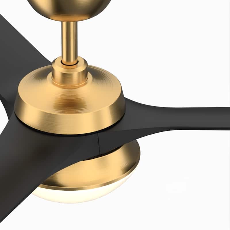 Barlow 52 inch Indoor/Outdoor Brushed Satin Brass with Black blades Ceiling Fan with LED CCT Select Light Kit and Remote