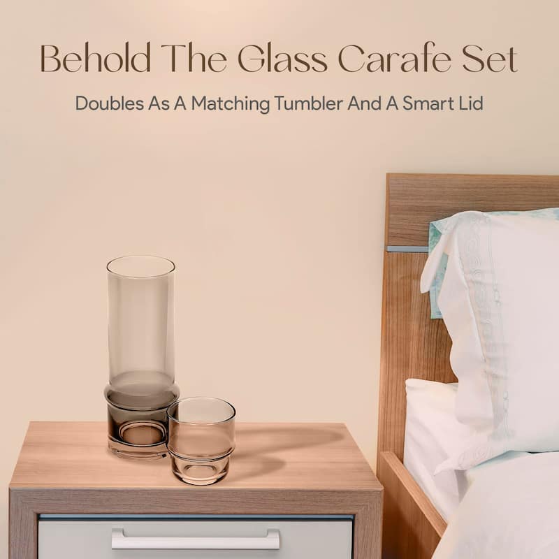 Elle Decor Bedside Water Carafe with Tumbler Doubles as Lid - 3.34" x 9.28"