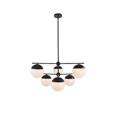 6-Light 36 inch Pendant with Frosted White Glass