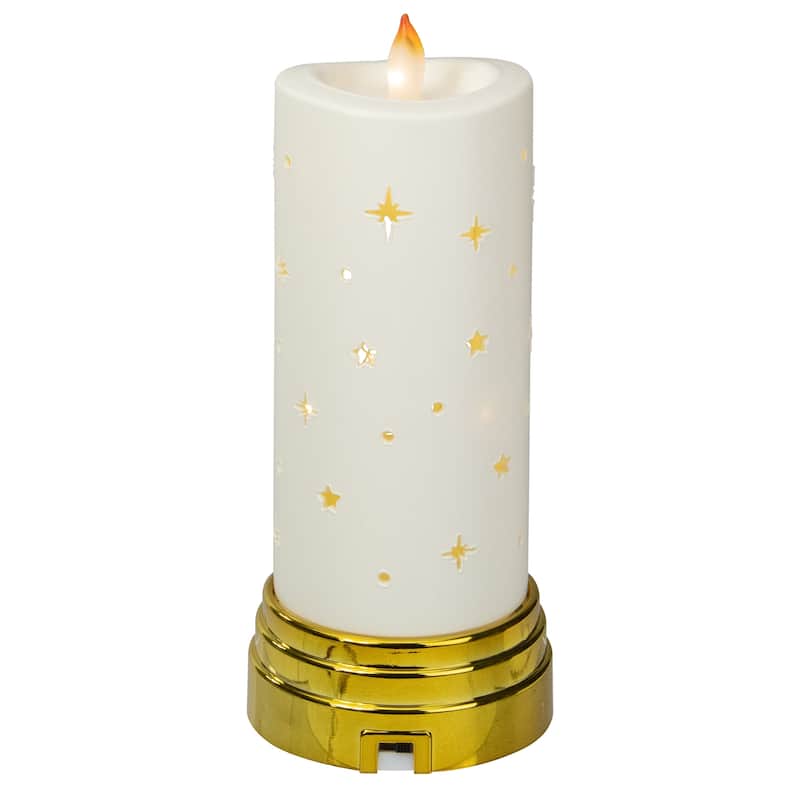 9" Gold and White Nativity Scene Flameless Candle