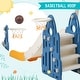 preview thumbnail 13 of 22, 4 In 1 Toddler Slide And Swing Set Kids Freestanding Climber Slide Playset With Basketball Hoop Rocket Themed Slide