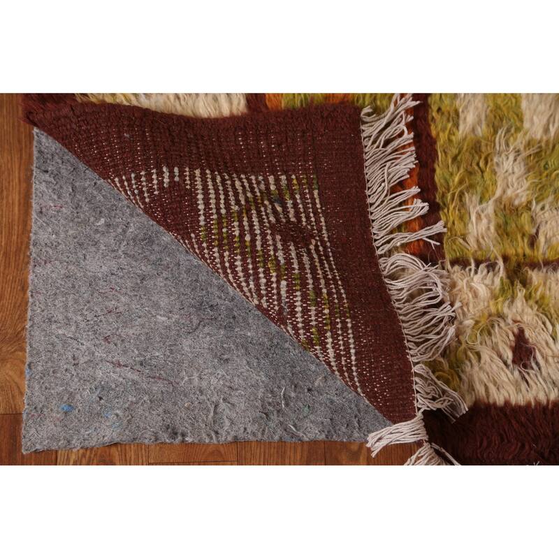 Hand Knotted Oriental 100% Wool Carpet Modern Tribal Red Moroccan Area Rug - 7' 8'' X 5' 8''