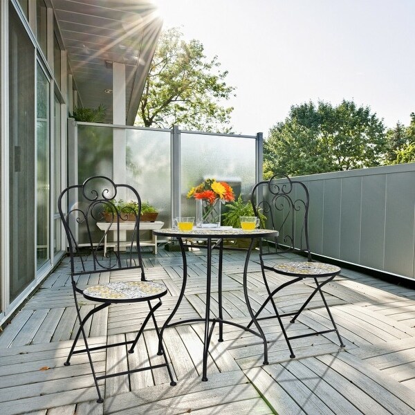 2-Piece Mosaic Folding Bistro Chairs with Ceramic Tiles Seat - 20