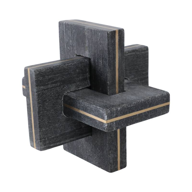 Stone Metal Decorative Object Interlocking Modern Geometric Structure