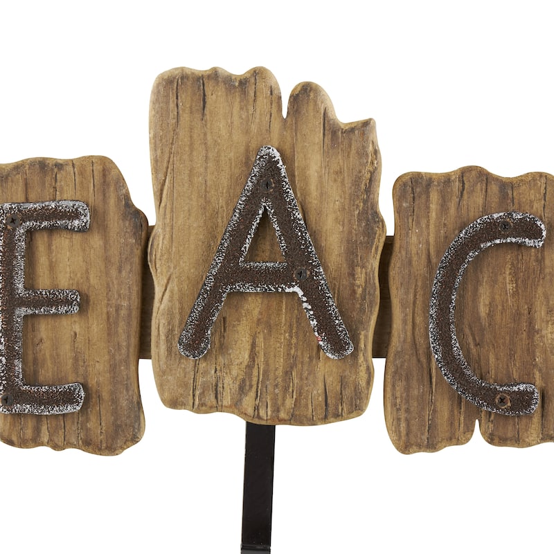 Wood Handmade Live Edge Beach Sign 3 Hanger Home Wall Hook with Metal Accents - Brown - Roche River Decor