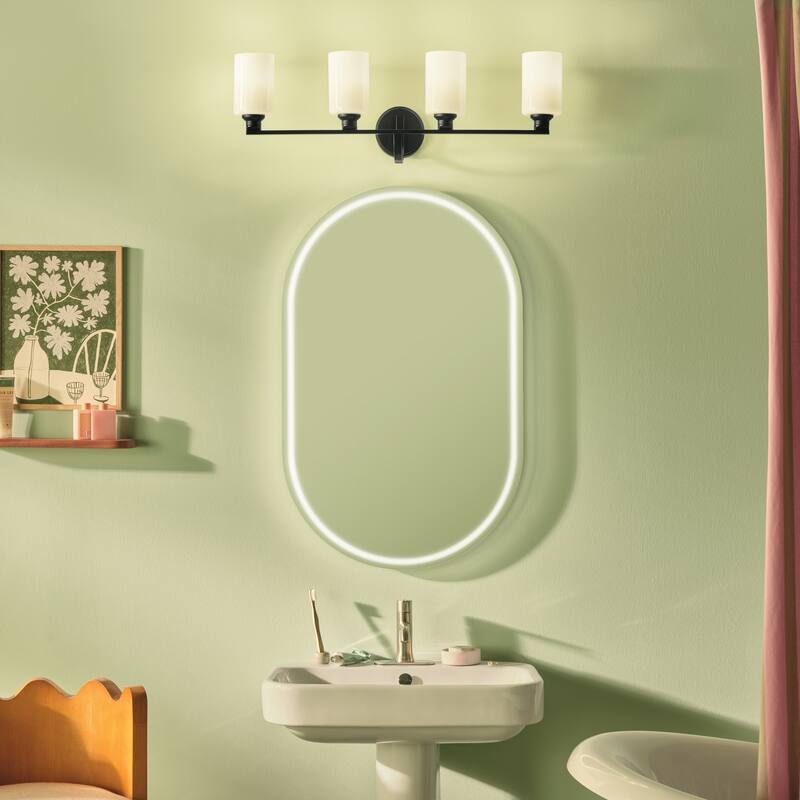 Kichler Lighting Gioe 32.25" 4-Light Vanity Light with Opal Glass in Black