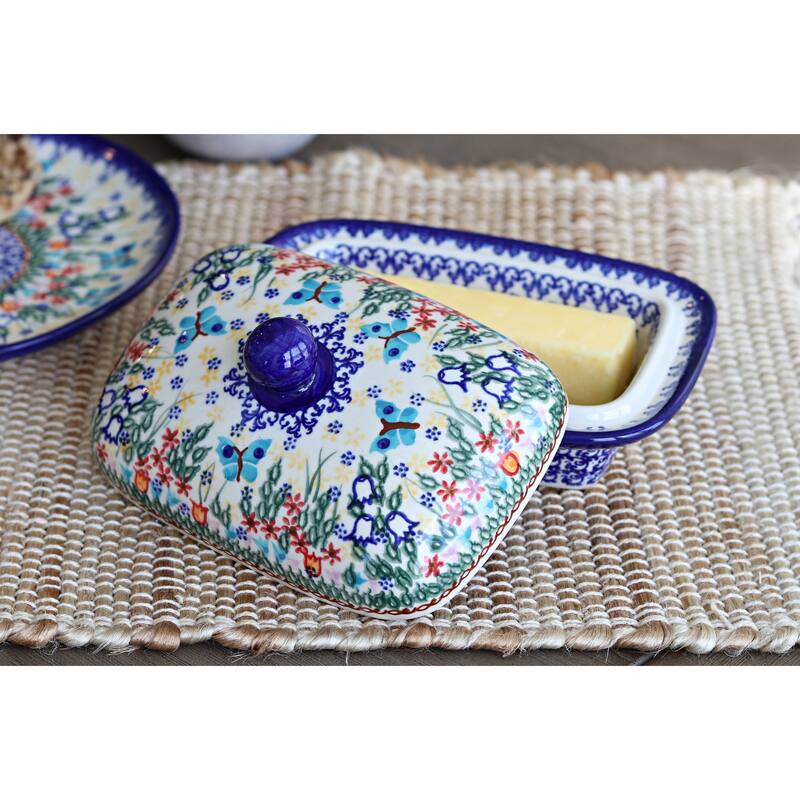 Blue Rose Polish Pottery 66 Vena Butter Tub