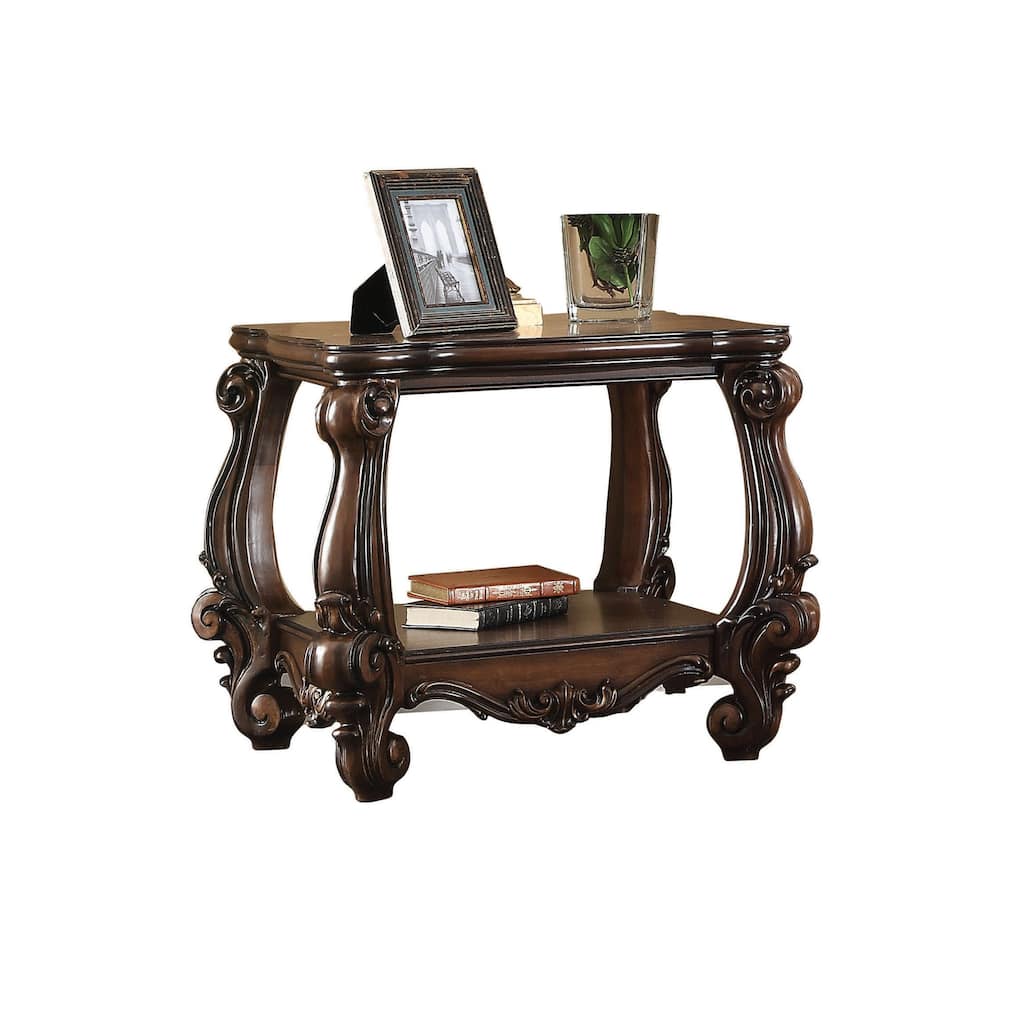 HomeRoots 26" Cherry Oak Manufactured Wood Square End Table With Shelf - 30