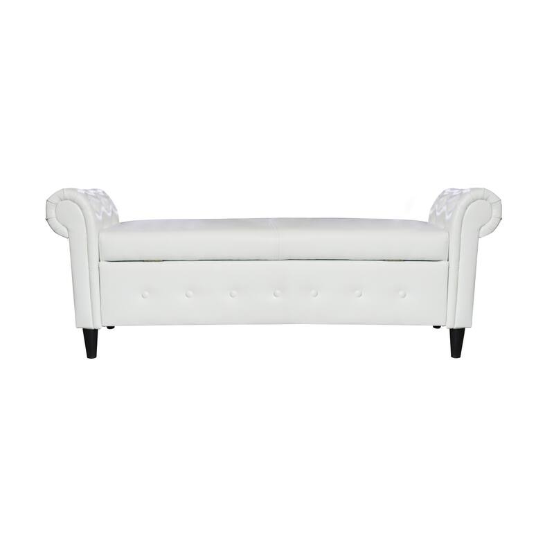 Armed Ottoman Bench PU Leather Bench Button Tufted Sofa Stool Bench Footrest Stoolfor Entryway, Living Room and Window