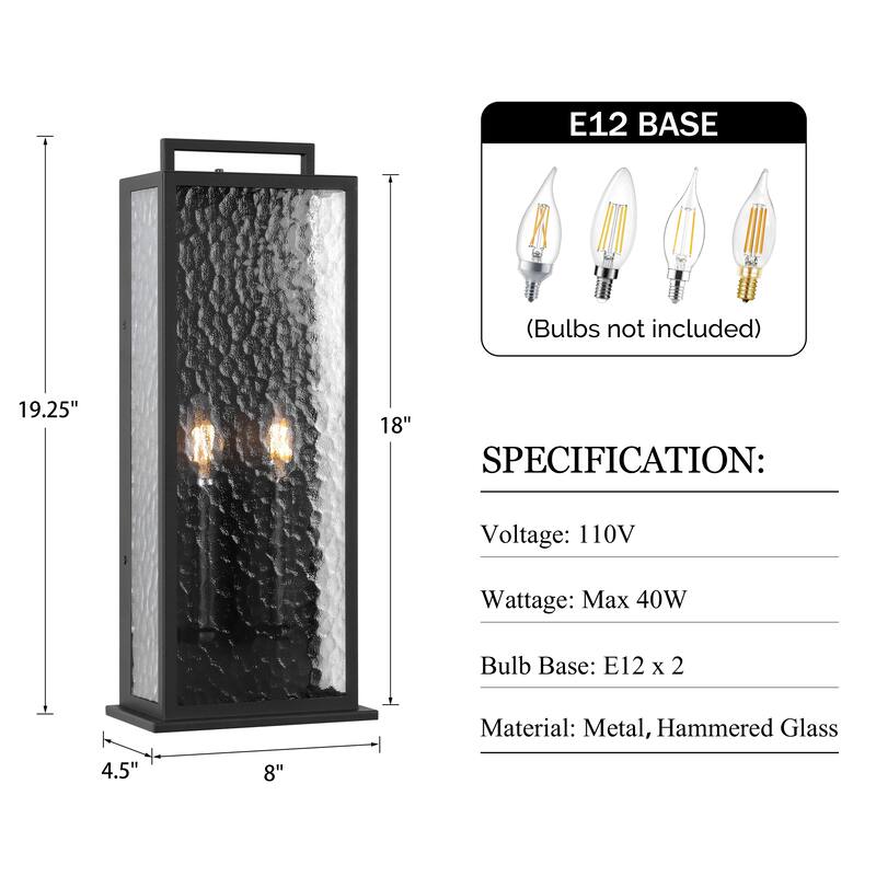 20in LED Outdoor Wall Light Dusk to Dawn Black Outside Wall Mount Lamp - Large