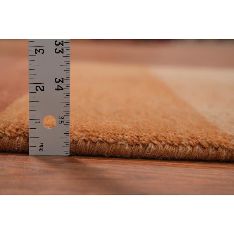 Hand Knotted Oriental 100% Wool Carpet Modern Stripe Oranges & Rust Gabbeh Area Rug - 4' 5'' X 2' 4''