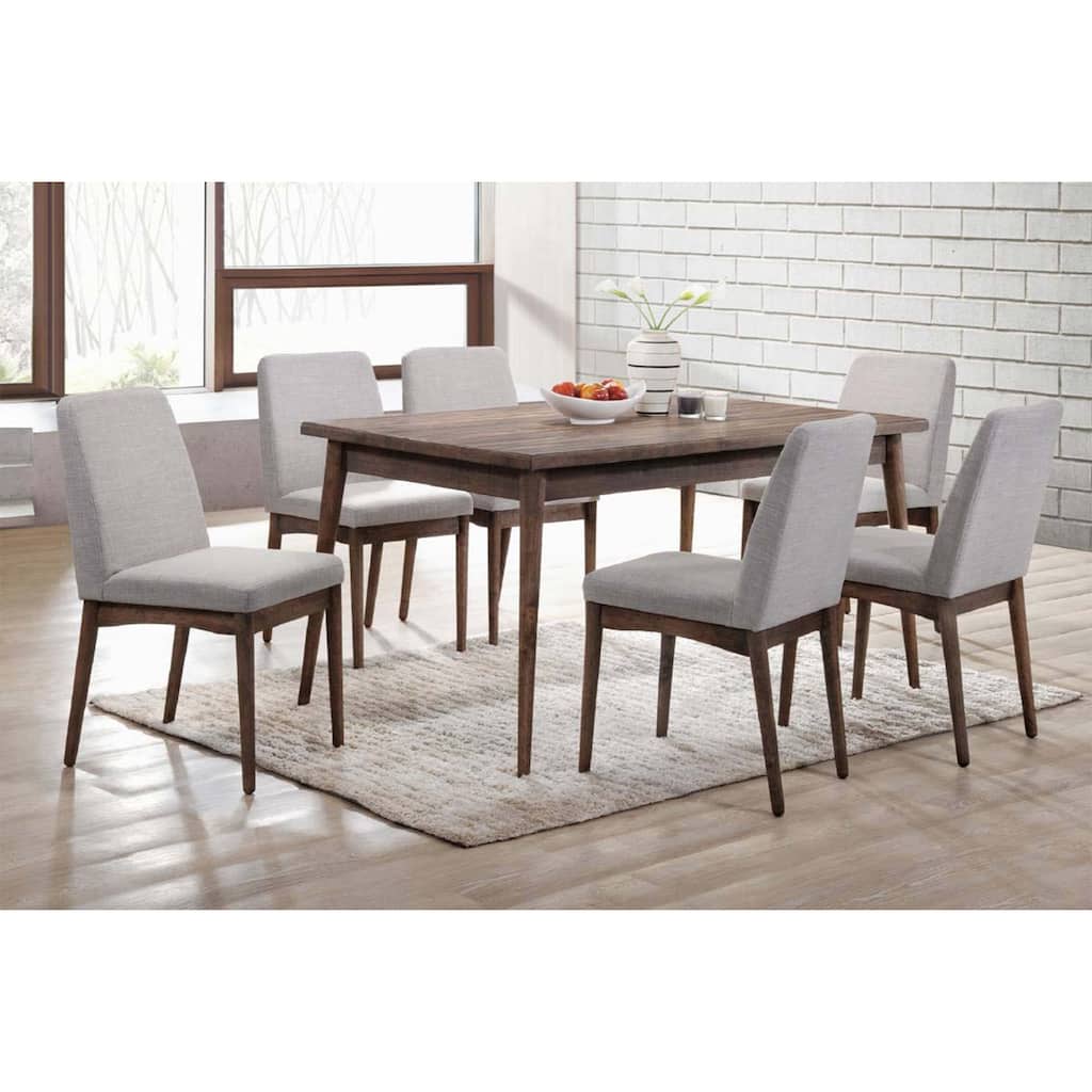 7pc Ash Walnut Finish Dining Table 6x Side Chairs