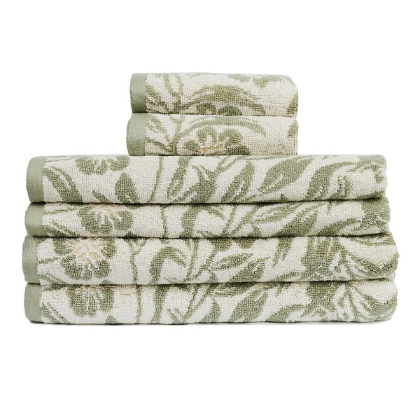 Florence 6-Piece 100 Cotton Bath Towel Set - Green