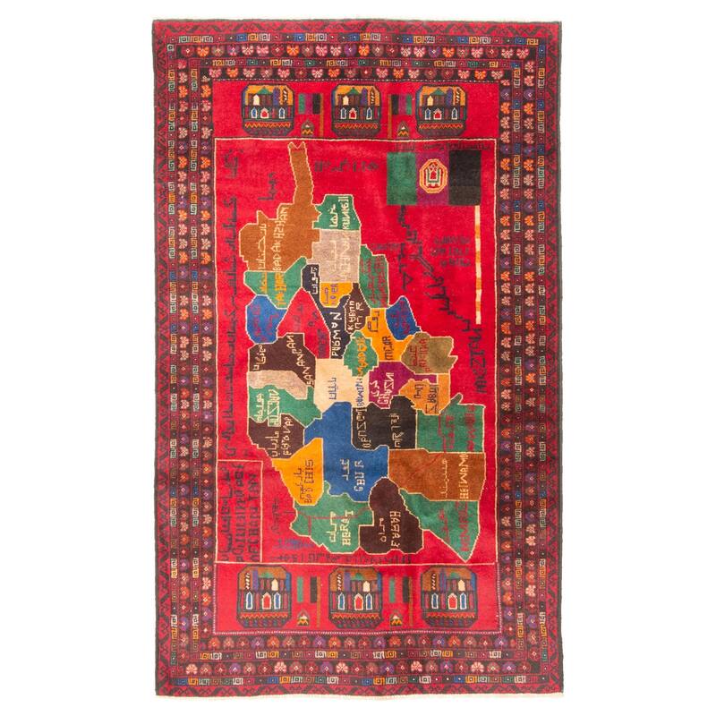 ECARPETGALLERY Hand-knotted Teimani Red Wool Rug - 3'7 x 5'10