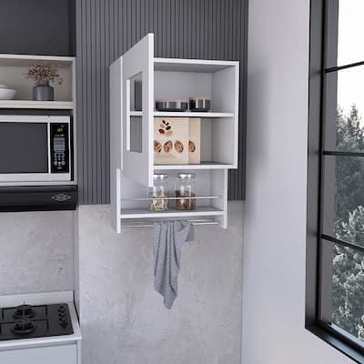 Kitchen Wall Cabinet , Three Shelves, White Finish