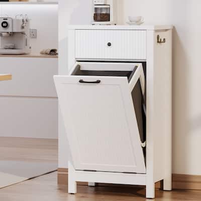 White 10 Gallon Tilt Out Trash Cabinet with Drawers
